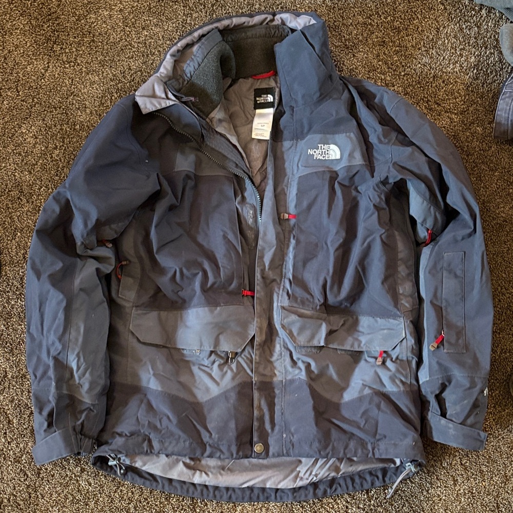 The North Face Dark Gray Jacket with Red Accents